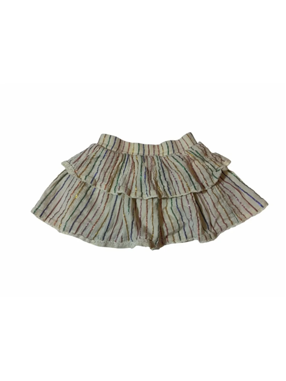 Gap Kids Tiered Rainbow Metallic Stripe Skirt XS Cottagecore Boho
